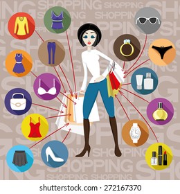 Vector illustration. Shopping.