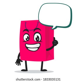 vector illustration of shopping bag character or mascot says with blank balloon speech
