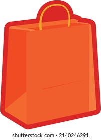 Vector illustration. Shopping bag, isolated white background. Stylized art, minimalistic drawing. Sticker, icon. Cartoon package
