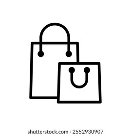 Ilustración vectorial del icono del estilo de la línea del bolso de compras en el fondo blanco