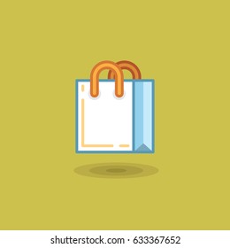 Vector illustration shopping bag on light green background.