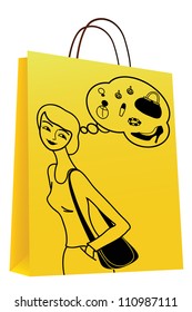 Vector illustration of a shopping bag with the original design on a white background.