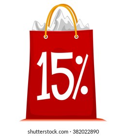 Vector Illustration of Shopping Bag printed with 15% Discount