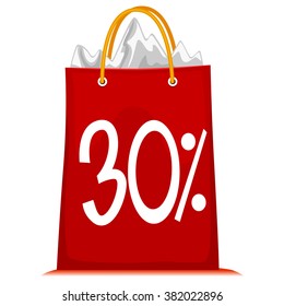 Vector Illustration of Shopping Bag printed with 30% Discount