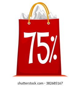 Vector Illustration of Shopping Bag printed with 75% Discount