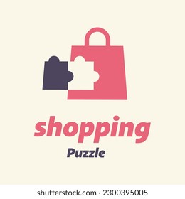 Vector illustration of a shopping bag with a puzzle piece on the side.