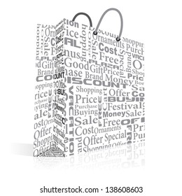 vector illustration of shopping bag with related text
