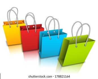 Vector illustration of shopping bags on white.