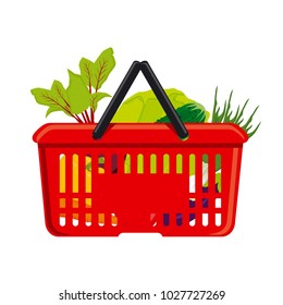 Vector illustration shopping basket with vegetables