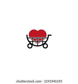 ilustración vectorial de un carro de la compra y corazón para un icono, símbolo o logotipo. logotipo adecuado para los amantes de las compras