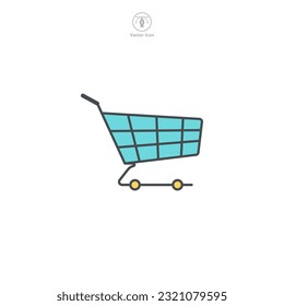 Ilustración vectorial de un icono de carro de la compra, representando comercio, venta minorista o compra en línea. Perfecto para plataformas de comercio electrónico, para la compra o para la desprotección de símbolos