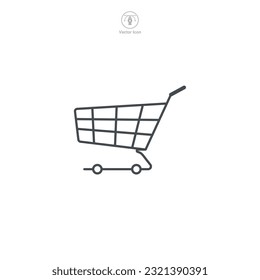 A vector illustration of a shopping cart icon, representing commerce, retail, or online shopping. Perfect for e-commerce platforms, purchase, or checkout symbols