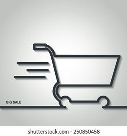 Vector Illustration of Shopping Cart Icon Outline for Design, Website, Background, Banner. Logo of Big Sale symbol silhouette Element Marketing Template