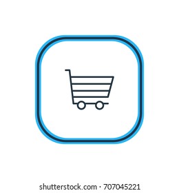 Vector Illustration Of Shopping Cart Outline. Beautiful Trading Element Also Can Be Used As Box  Element.