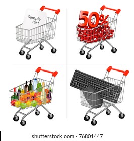 Vector illustration of a shopping carts on the white.