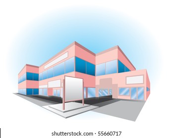 Vector illustration of shopping center building