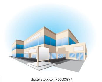 Vector illustration of shopping center building