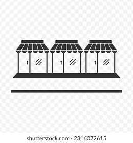 Vektorgrafik des Shopping-Komplexes Symbol auf dunklem und transparentem Hintergrund (PNG).