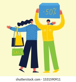 Vector illustration Shopping concept for website and mobile website development in the flat design