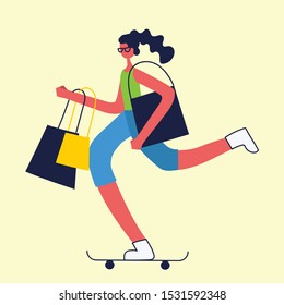 Vector illustration Shopping concept for website and mobile website development in the flat design