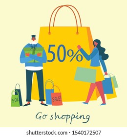 Vector illustration Shopping concept for website and mobile website development in the flat design