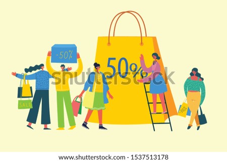 Vector illustration Shopping concept for website and mobile website development in the flat design