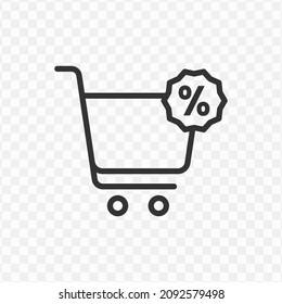 Vector illustration of shopping discount icon in dark color and transparent background(png).