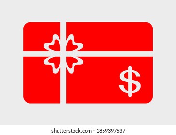 Vector illustration of shopping gift card icon on gray background