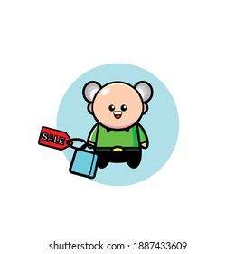 Vector illustration of a shopping grandpa design