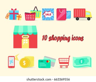 Vector illustration of shopping icons set