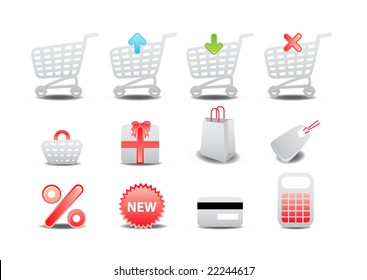 Vector illustration of shopping icons. Suitable for e-commerce, webshop and other network sales.