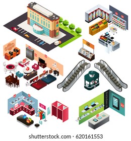 A vector illustration of Shopping Mall Isometric