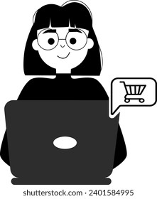 vector illustration, shopping in an online store, via mobile phone