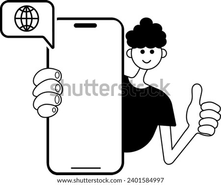 vector illustration, shopping in an online store, via mobile phone