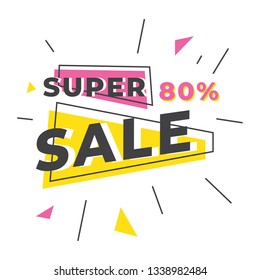 vector illustration shopping super sale banner abstract line square flat colorful style