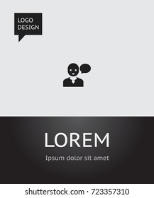 Vector Illustration Of Shopping Symbol On Speaking Man Icon. Premium Quality Isolated Talking Male  Element In Trendy Flat Style.