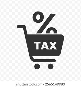 Vector illustration of shopping tax icon in dark color and transparent background(PNG).