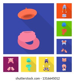 Vector illustration of shopping and warm logo. Set of shopping and texture stock symbol for web.