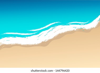 Vector illustration, shoreline and waves