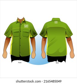 Vector illustration, short sleeve uniform shirt template.