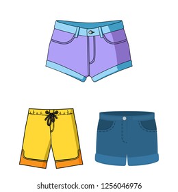 Vektorgrafik des Kurz- und Sommerlogos. Set von Kurz- und Bekleidungsstock, Vektorgrafik.