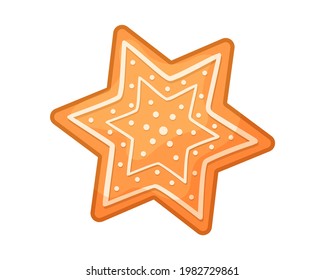 Vector illustration of shortbread cookies in cartoon style. Christmas cookies in the shape of a star. Isolated on white background
