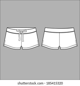 Vector illustration of shorts. Front and back views