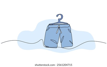 Vector illustration of shorts. Modern flat in continuous line style.