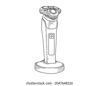 Vector illustration shot of modern electric shaver icon in silhouette on a white background.