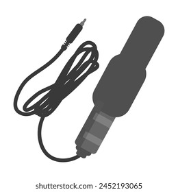 Micrófono de escopeta de la Ilustración vectorial con la realización de la película del cable, transmisión, producción de la película, tema del cine, Tecnología