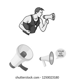 Vector illustration of shout  and loudspeaker logo. Collection of shout  and alert stock vector illustration.