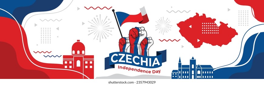 A vector illustration to show Czech Republic flag in a celebration backgrounds

