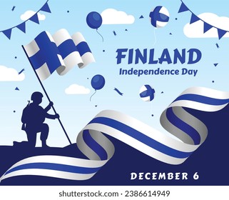Ilustración vectorial para mostrar la bandera finlandesa en un fondo de celebración

