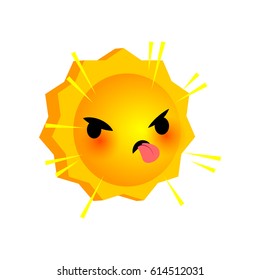 Vector illustration show tongue sunny smile icon. Face emoji yellow icon. Isolated background. Negative emotion, expression for message, sms.